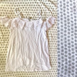 Maternity white crochet trim tank top - medium